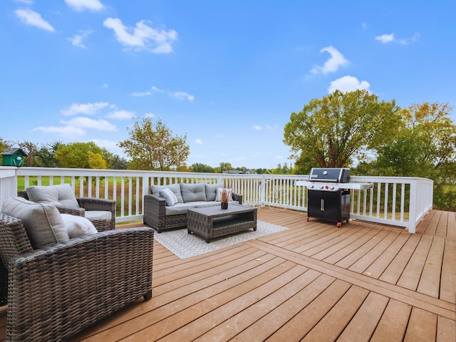 1599 Donway Ct NE, Alexandria, MN 56308 - wooden deck with an outdoor living space and area for grilling