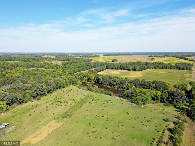 bird's eye view featuring a rural view