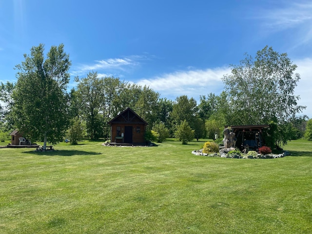 view of yard featuring an outdoor structure
