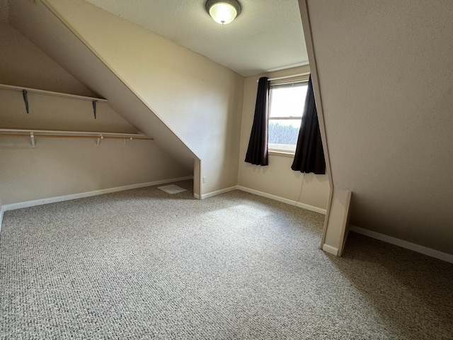 additional living space featuring baseboards and carpet