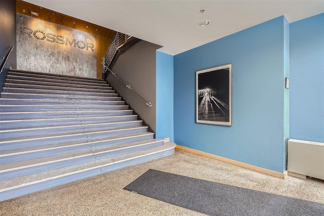 staircase with carpet