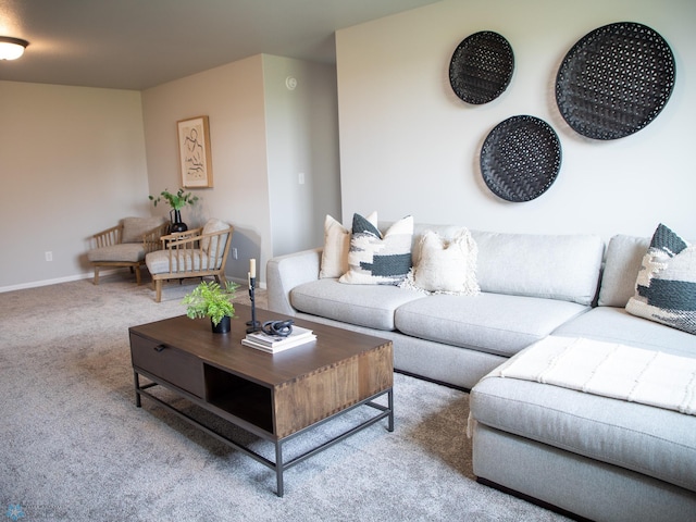 living room with carpet floors