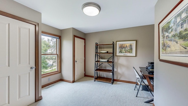 office featuring light colored carpet