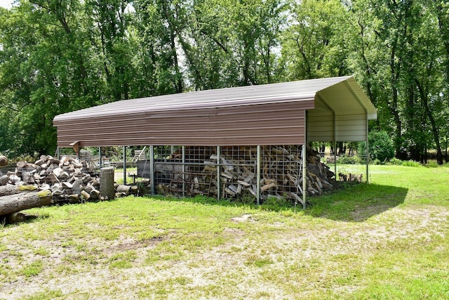 view of parking / parking lot with a detached carport