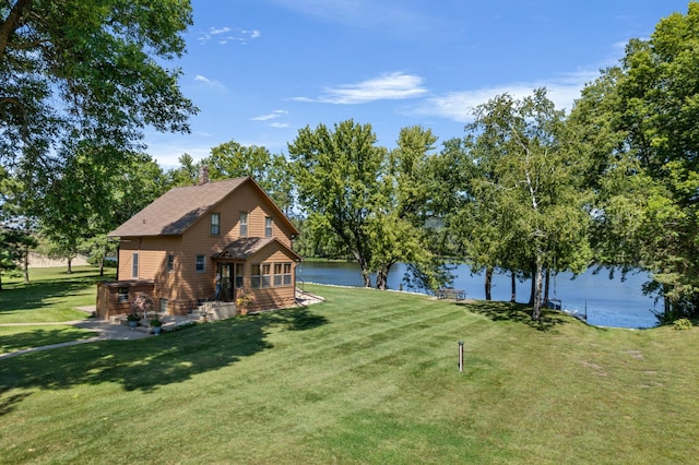 exterior space featuring a water view