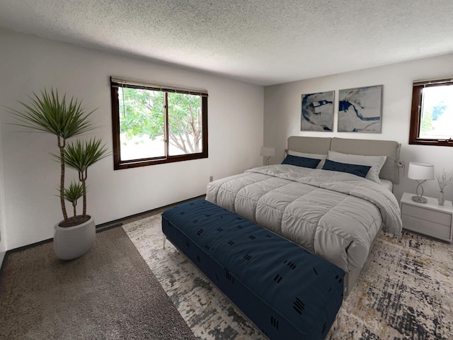 bedroom featuring a textured ceiling