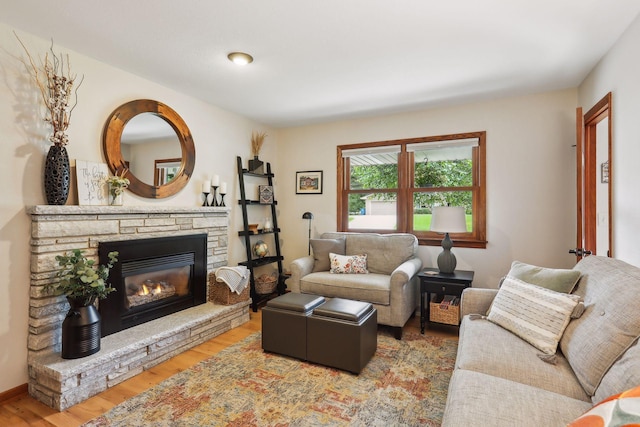 9642 Upton Rd, Minneapolis, MN 55431 - living room with wood finished floors and a stone fireplace