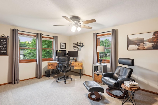 9642 Upton Rd, Minneapolis, MN 55431 - home office with healthy amount of natural light, ceiling fan, and baseboards