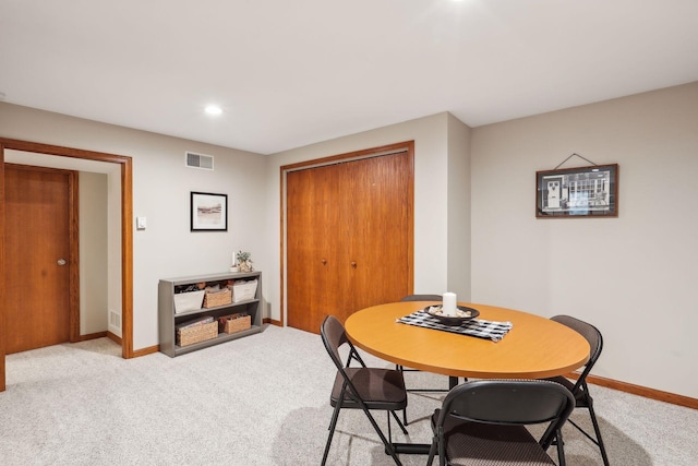 9642 Upton Rd, Minneapolis, MN 55431 - dining area featuring light colored carpet, baseboards, and recessed lighting