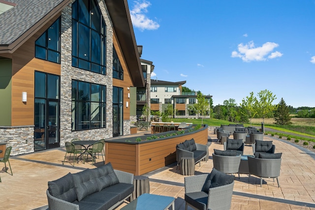 view of patio featuring an outdoor hangout area