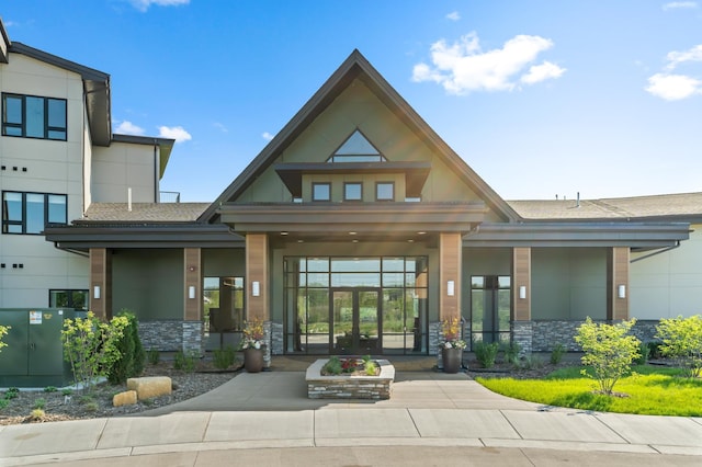 view of front facade featuring french doors