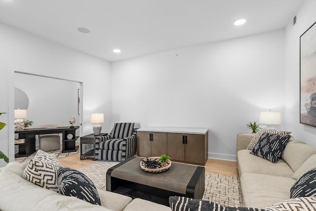 living room featuring light wood-type flooring