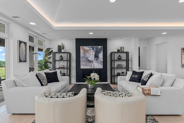 living room with light wood-type flooring