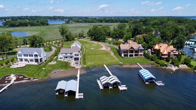 bird's eye view featuring a water view