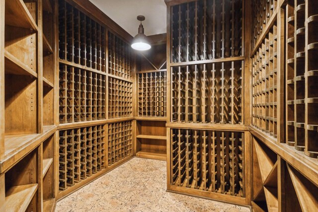 wine room with tile patterned floors