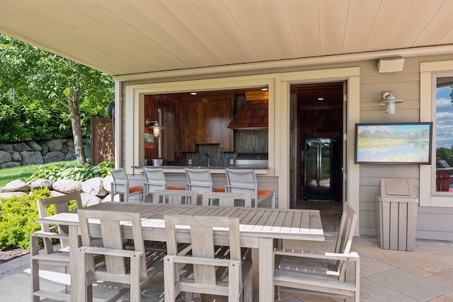 view of patio with area for grilling