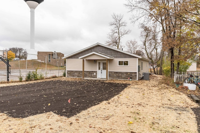 view of front of house featuring central AC