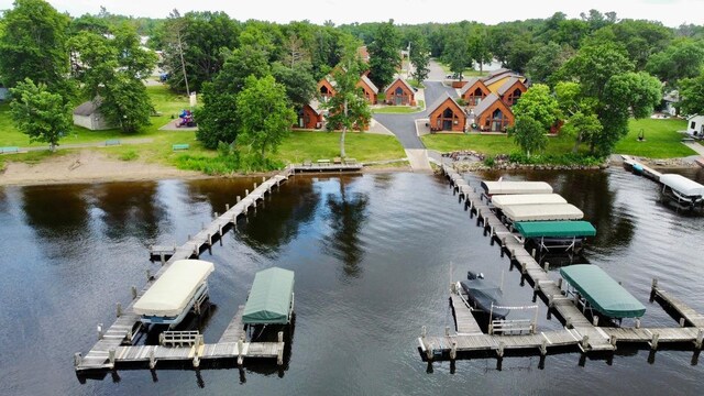 dock area with a water view