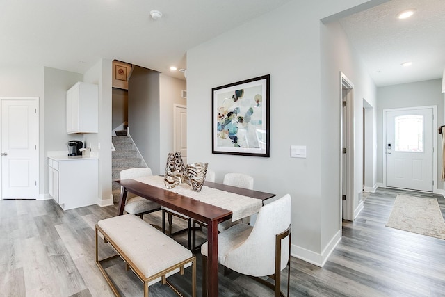 dining room with light hardwood / wood-style floors