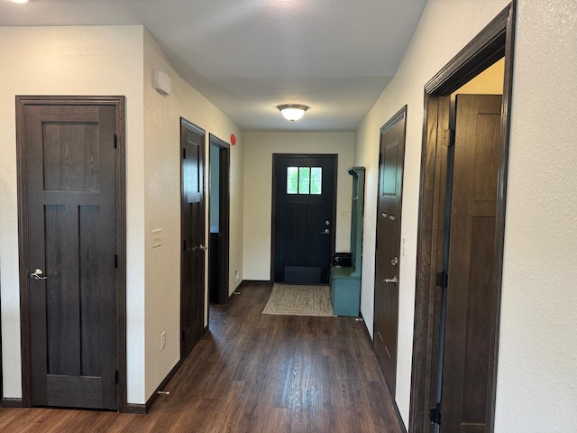1615 30th St NW Unit 31, Bemidji, MN 56601 - foyer entrance featuring dark wood-type flooring and baseboards