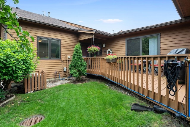 view of yard featuring a deck