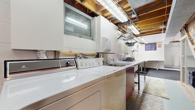 4200 Overlook Dr, Bloomington, MN 55437 - washroom with cabinet space and washing machine and dryer