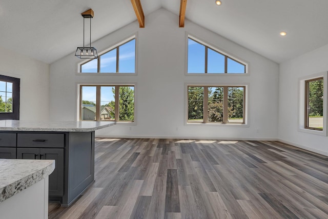 unfurnished living room with hardwood / wood-style floors and plenty of natural light