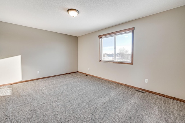 spare room with carpet flooring and a textured ceiling