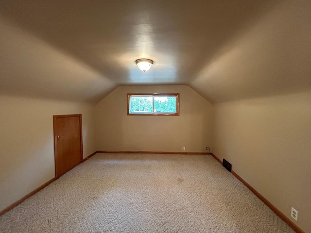 625 10th St, Montevideo, MN 56265 - additional living space featuring lofted ceiling, baseboards, and light colored carpet
