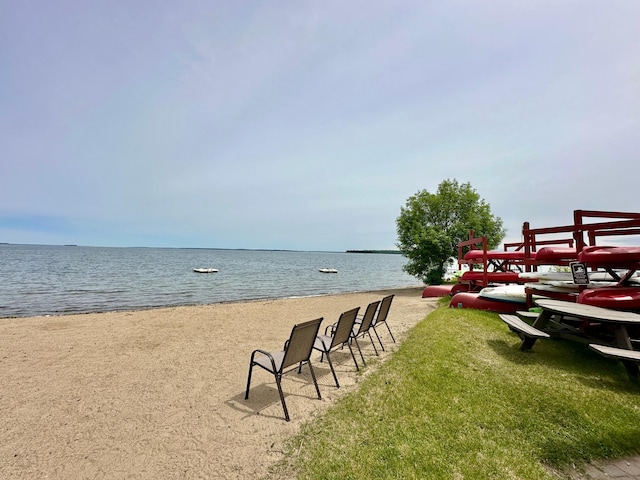 property view of water featuring a view of the beach