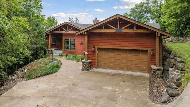 log cabin with a garage