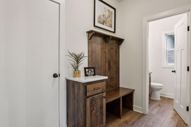 interior space with light hardwood / wood-style floors