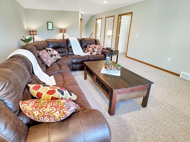 living room with light carpet