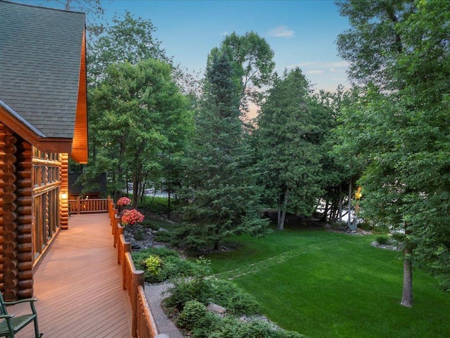 view of yard at dusk