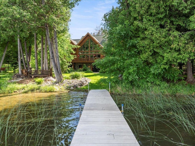 dock area featuring a water view