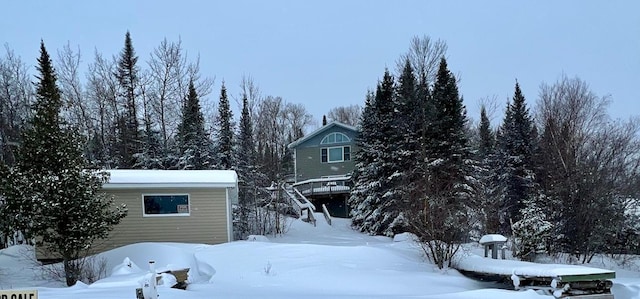 view of snow covered exterior