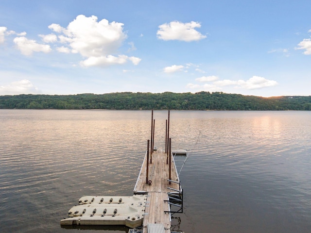 view of dock featuring a water view