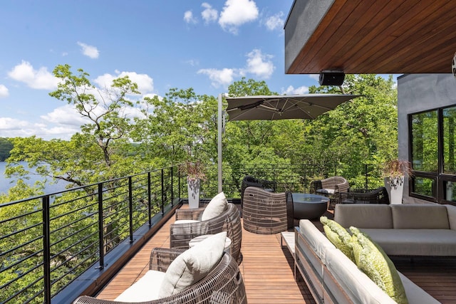 deck with an outdoor hangout area