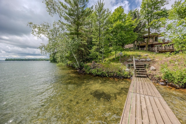 view of dock featuring a water view