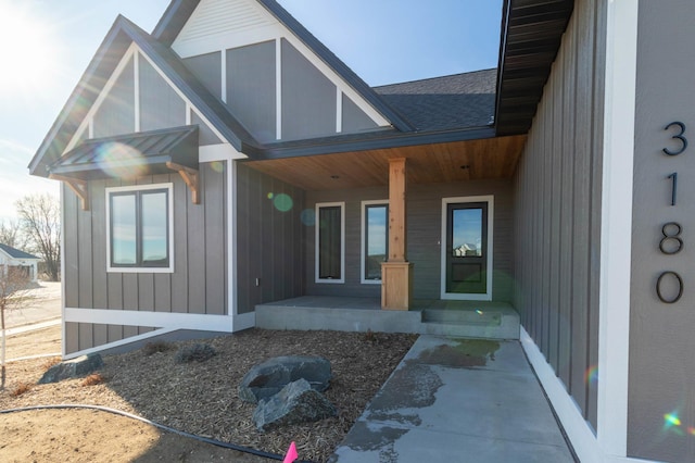 doorway to property with a porch