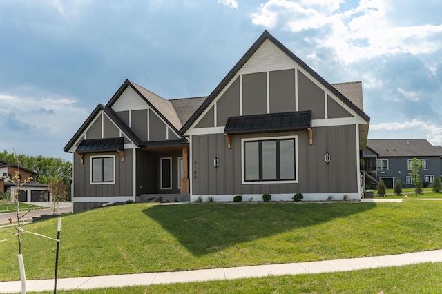 3180 Bella Terra Ln NE, Rochester, MN 55906 - view of front of home featuring board and batten siding, a standing seam roof, and a front yard