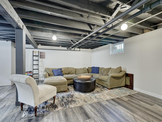 living room with wood-type flooring