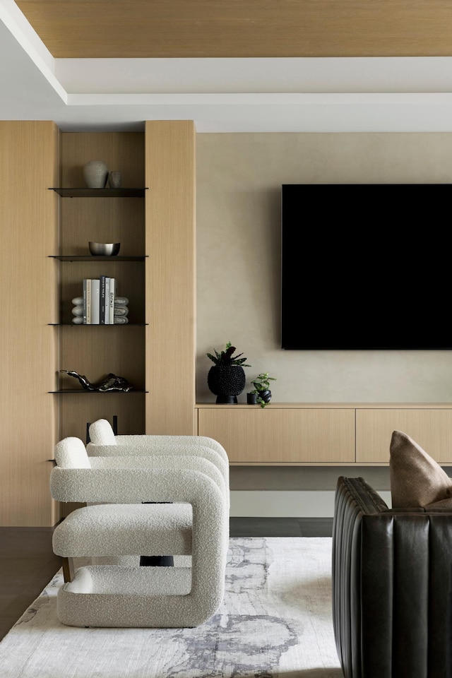 living room with hardwood / wood-style floors