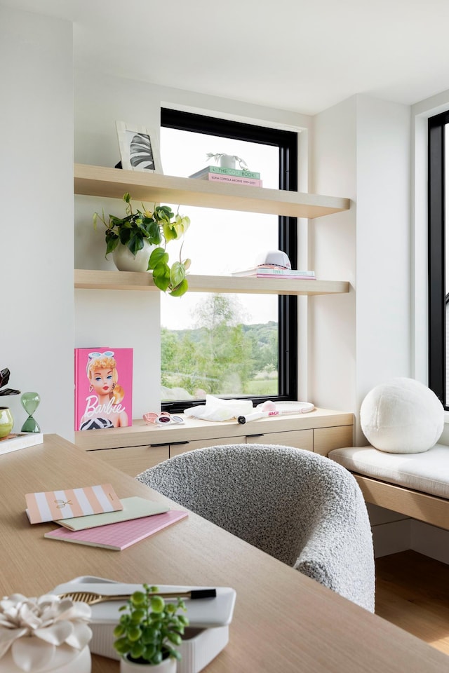 interior space with hardwood / wood-style flooring