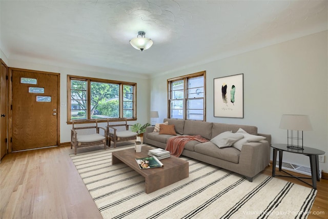 living room featuring light wood-type flooring