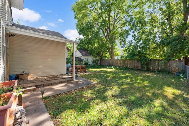 view of yard with a wooden deck