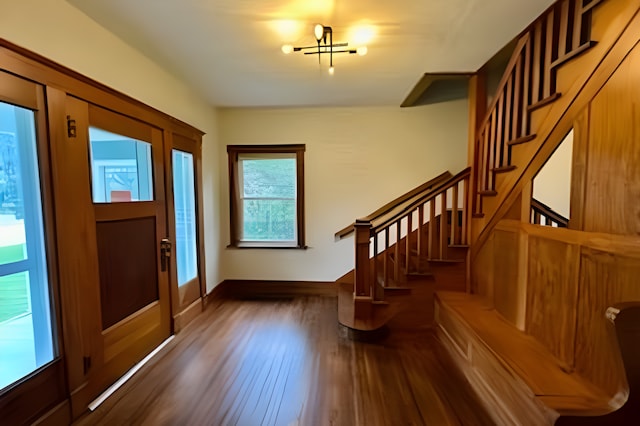 entryway featuring dark wood-type flooring