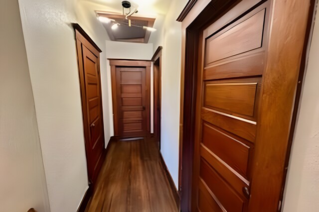 hall featuring dark hardwood / wood-style floors