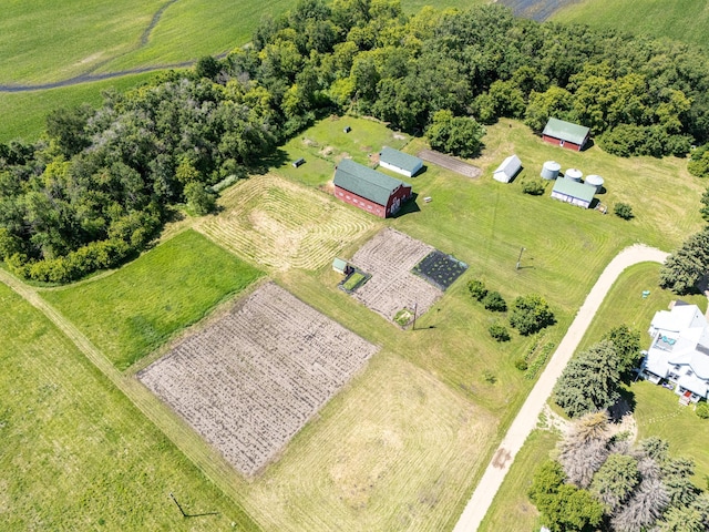 drone / aerial view with a rural view