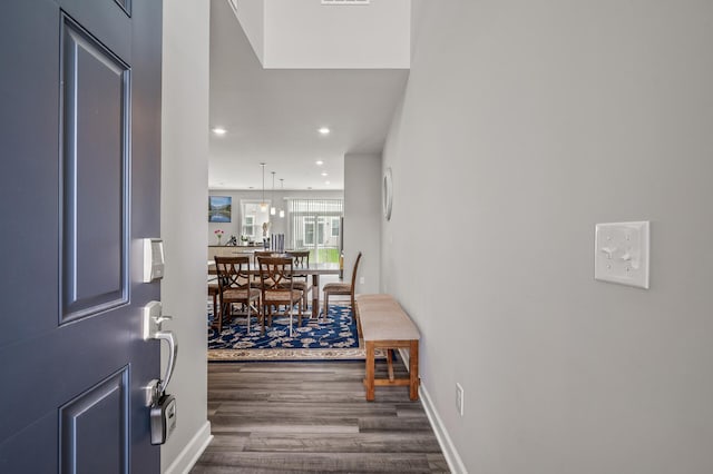 entrance foyer featuring dark hardwood / wood-style floors